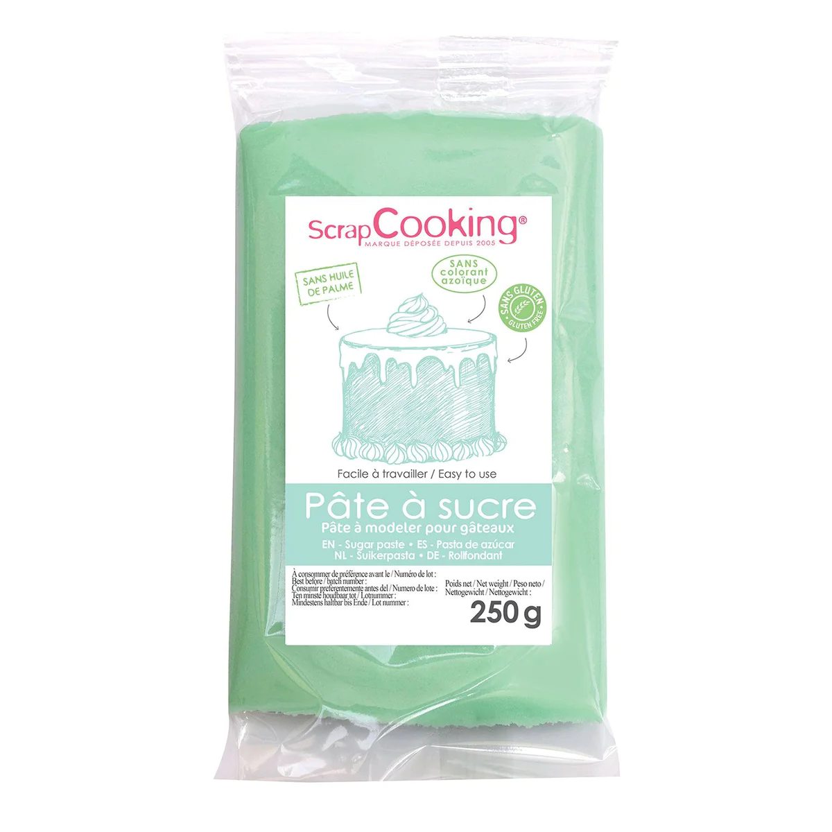 Pâte à sucre vert d'eau - 250 g Scrapcooking