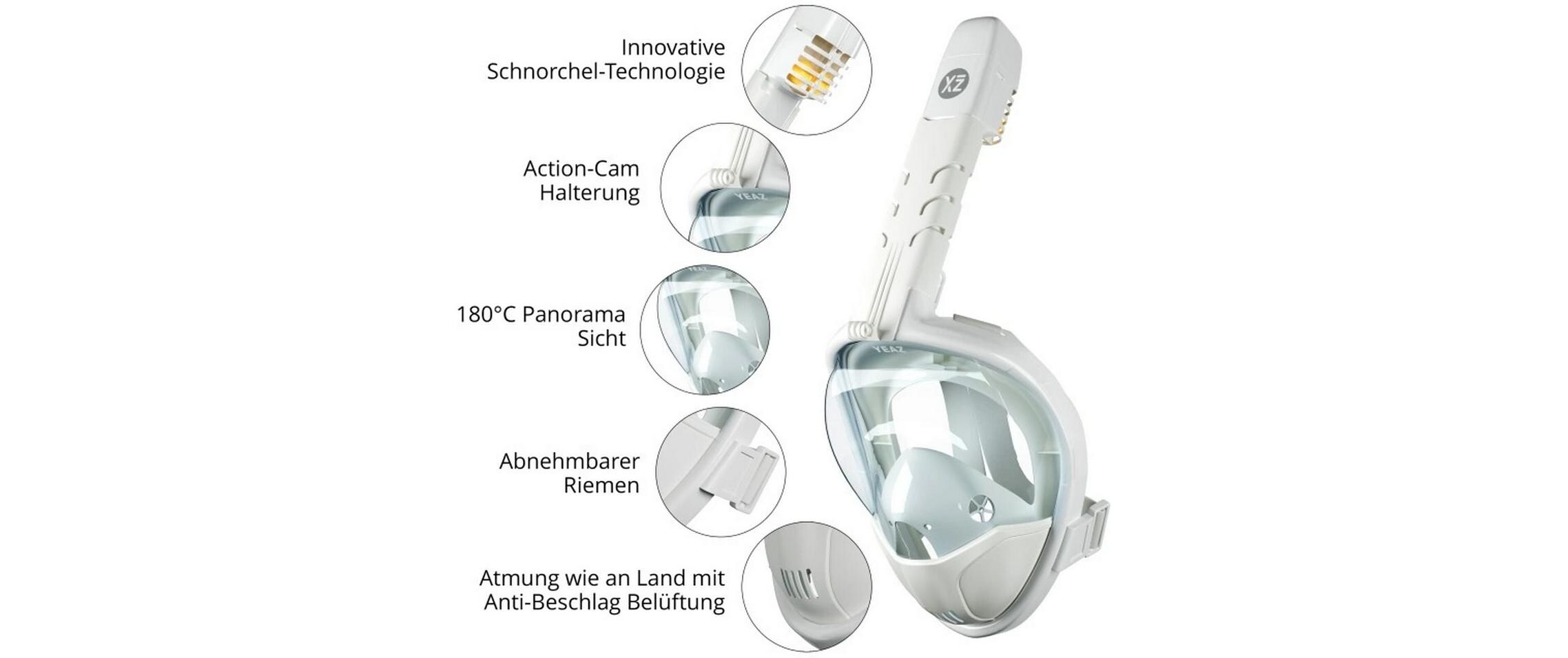 Ocean View Snorkel Mask Weiss, S-MTauchmaske