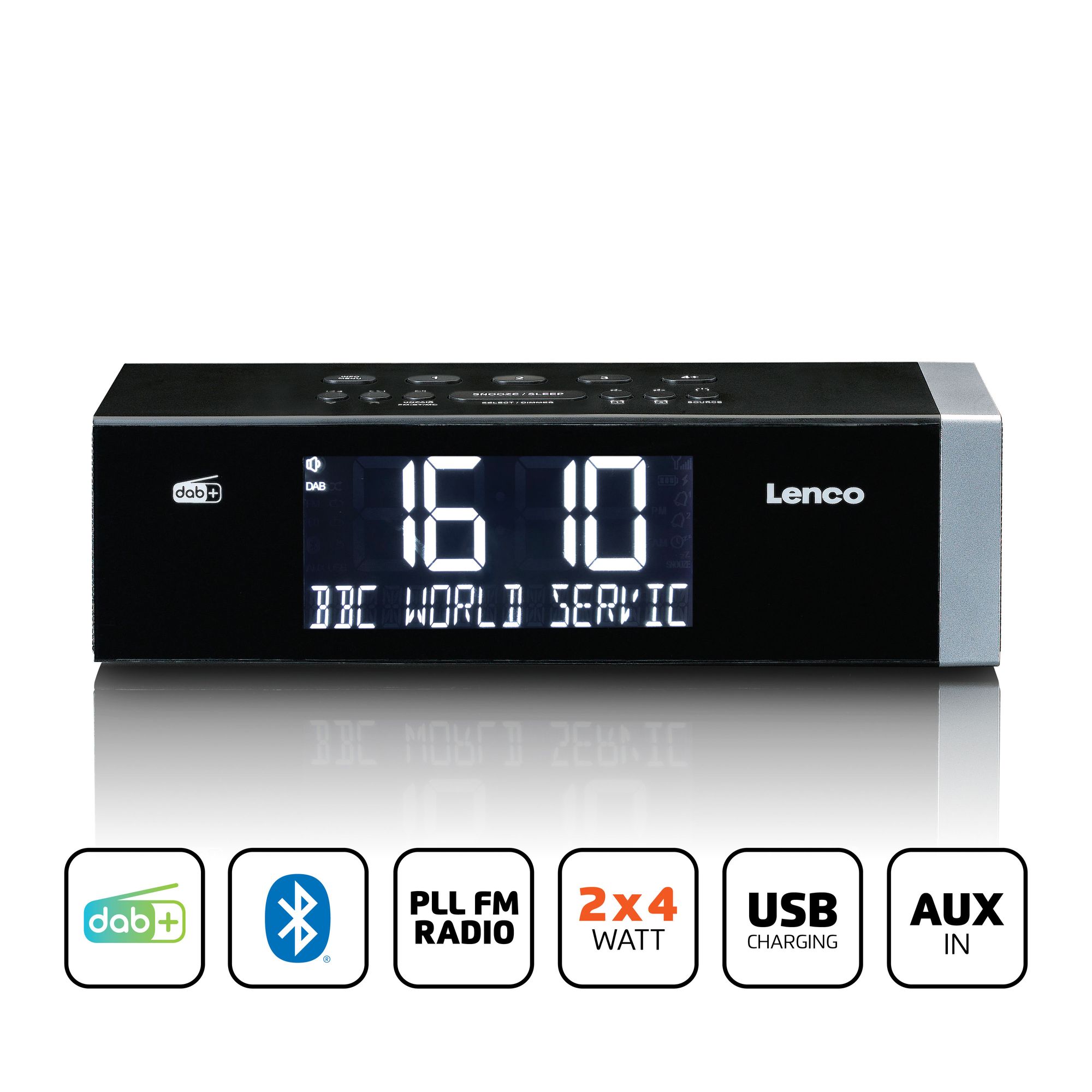 Lenco CR-640BK Stereo FM wekkerradio