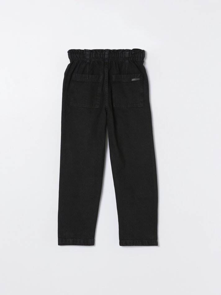 Calça jeans Paperbag - Preta