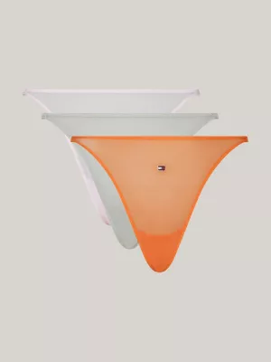 Conjunto de 3 tangas de malha com bordado de logotipo