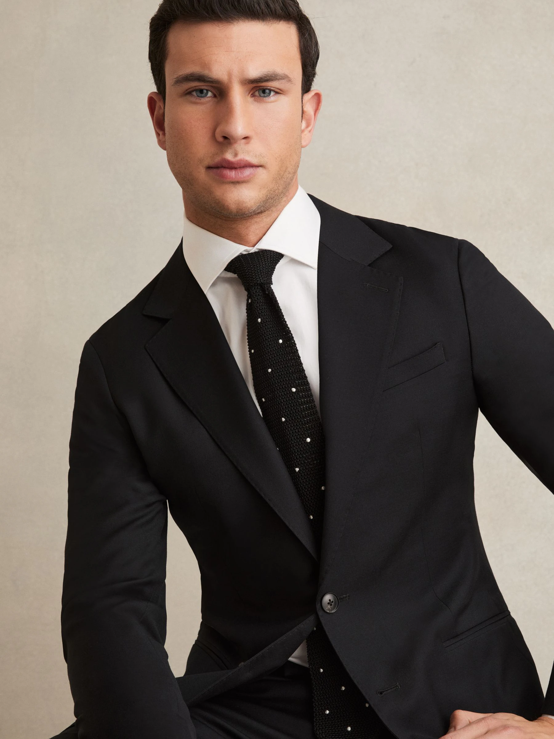 Wit - Normale Pasvorm - Reiss Remote Cotton-Satin Cutaway-Collar Shirt