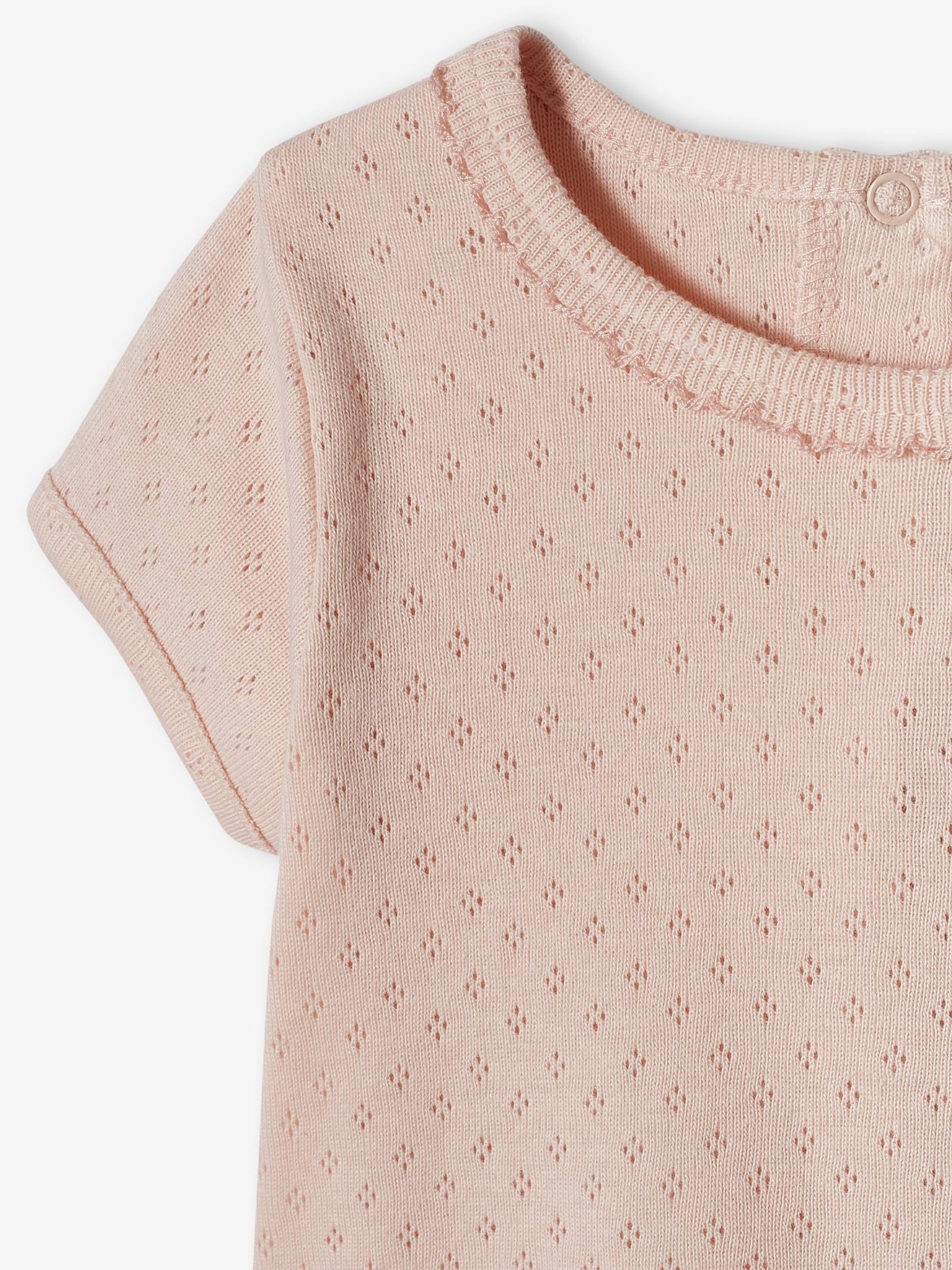 Conjunto de 2 camisetas de manga curta para bebê, rosa maquiagem