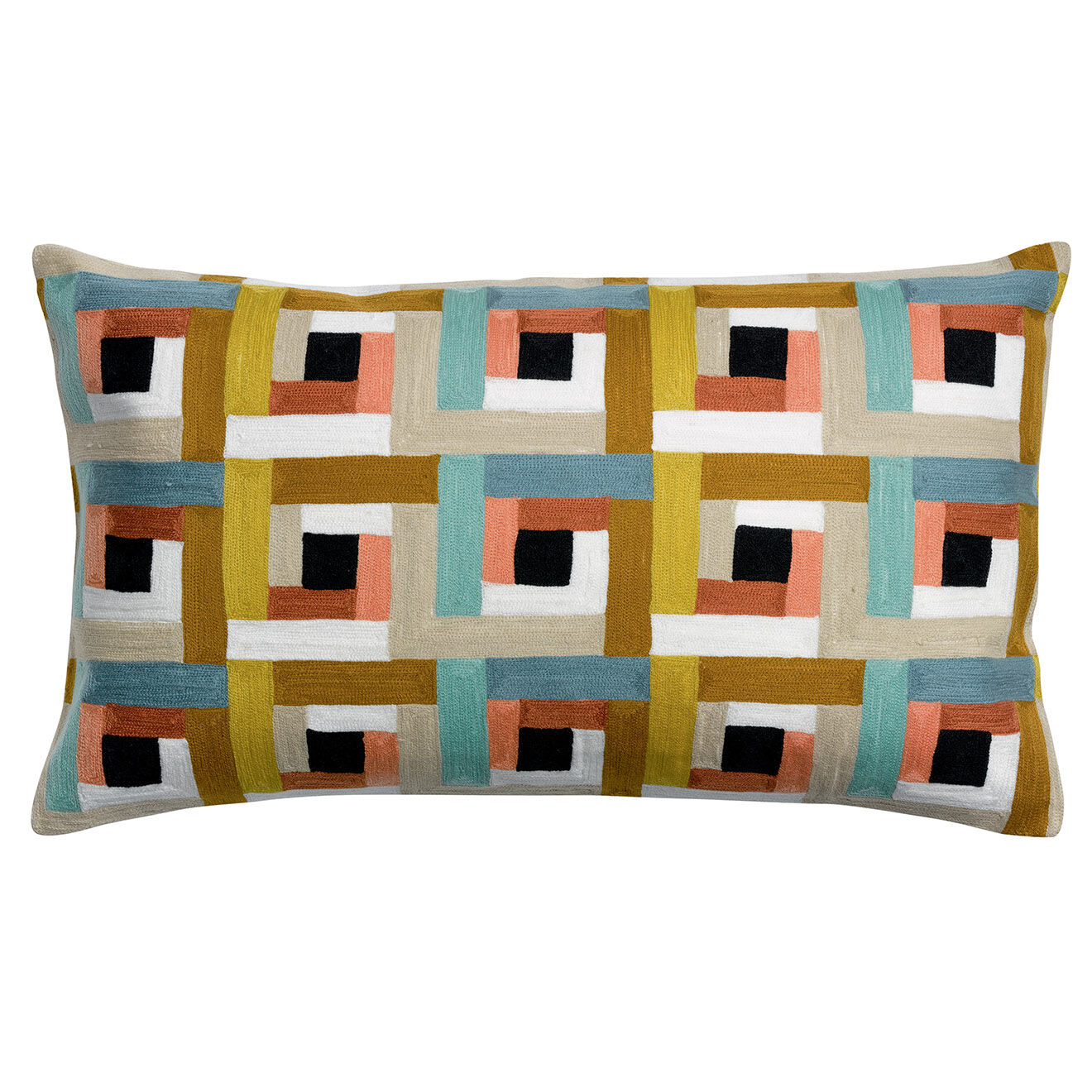 Vivaraise Coussin brodé Délia multicolore - 40x65 cm