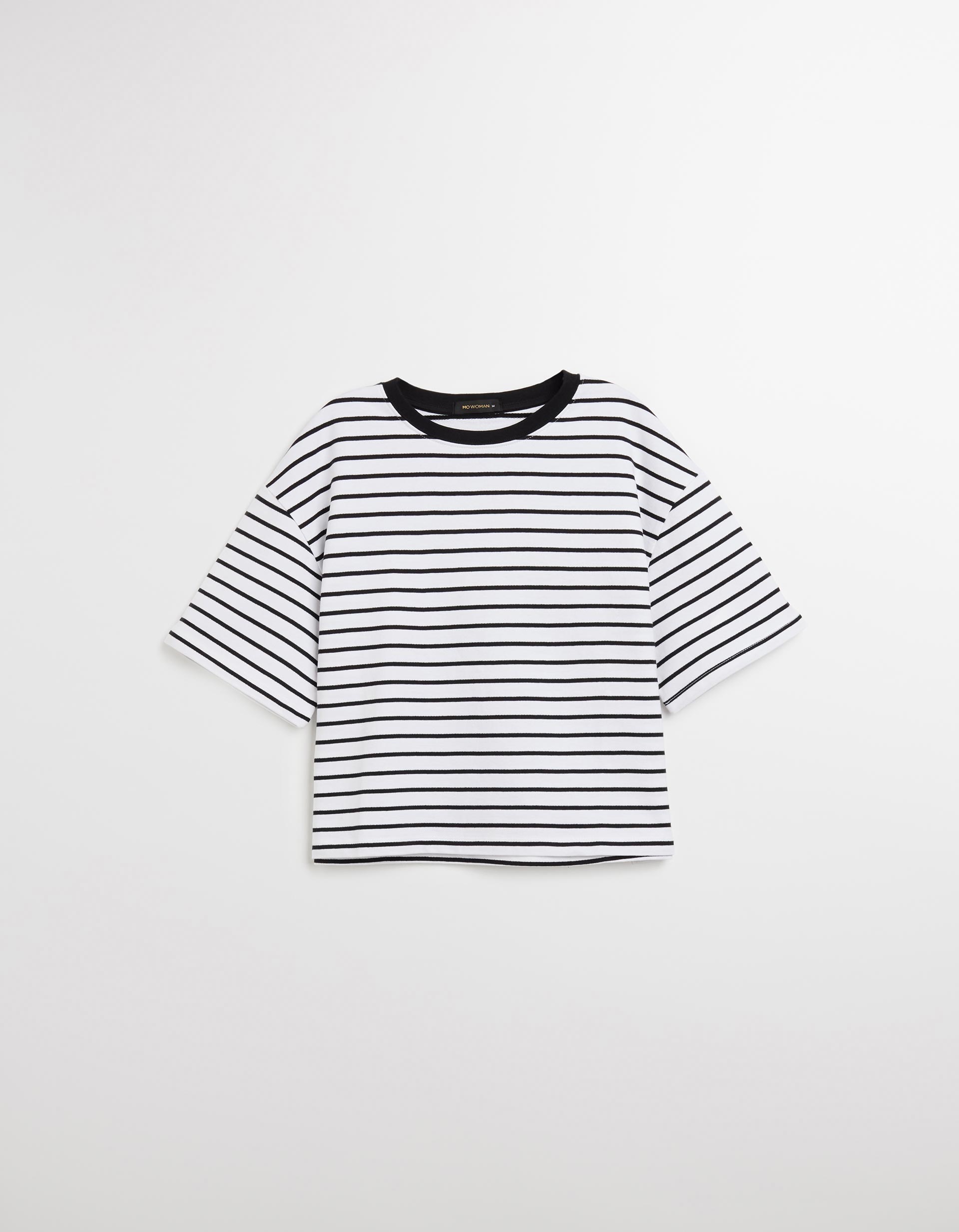 T-shirt Riscas, Mulher, Preto