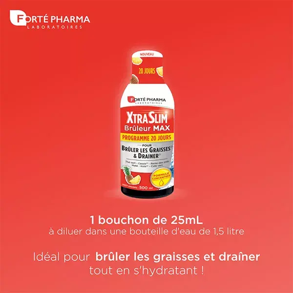 Forté Pharma Xtraslim Brûleur Max Bruleur de graisse Draineur Elimination 500ml