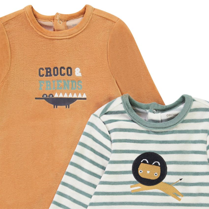 Lot de 2 dors-bien fantaisie pour bébé garçon avec ouvertures différentes selon l'âge - Ecru