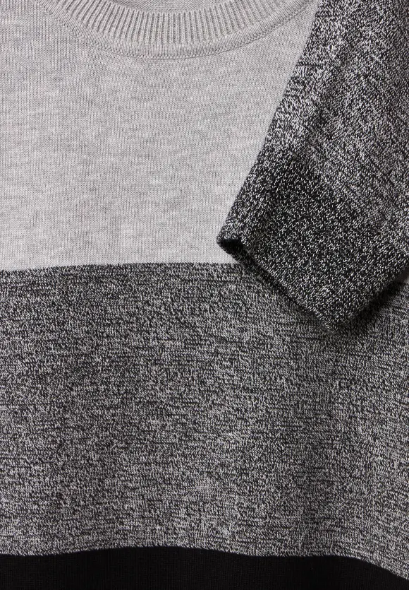 Gestreifter Strickpullover - Black