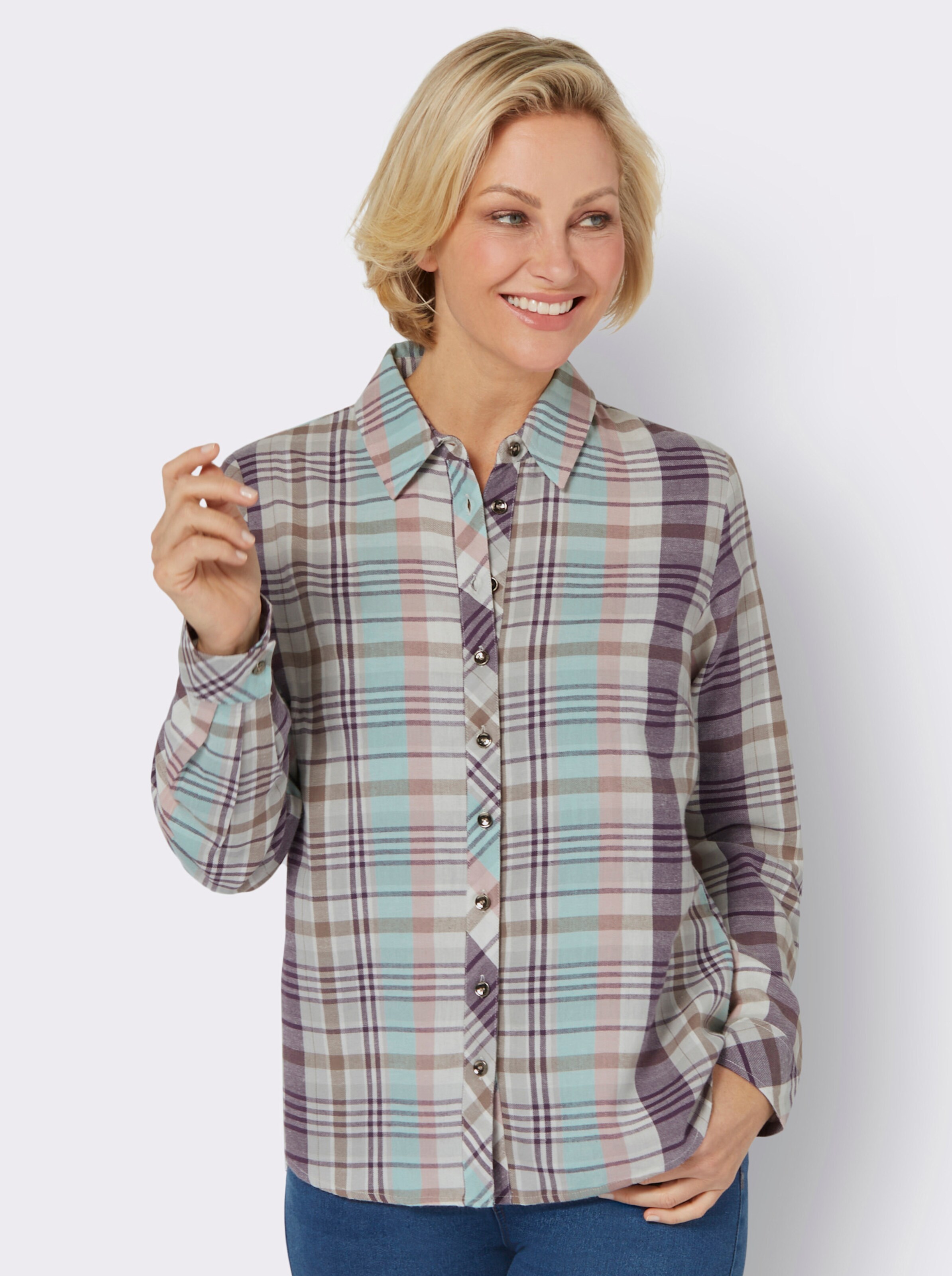 Flanellbluse im Karomuster