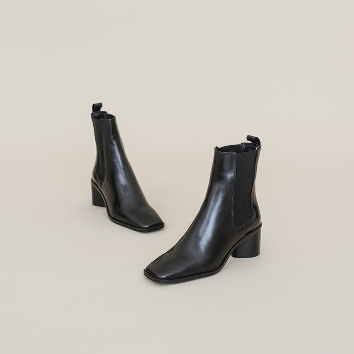 Bottines à talons  en cuir noir