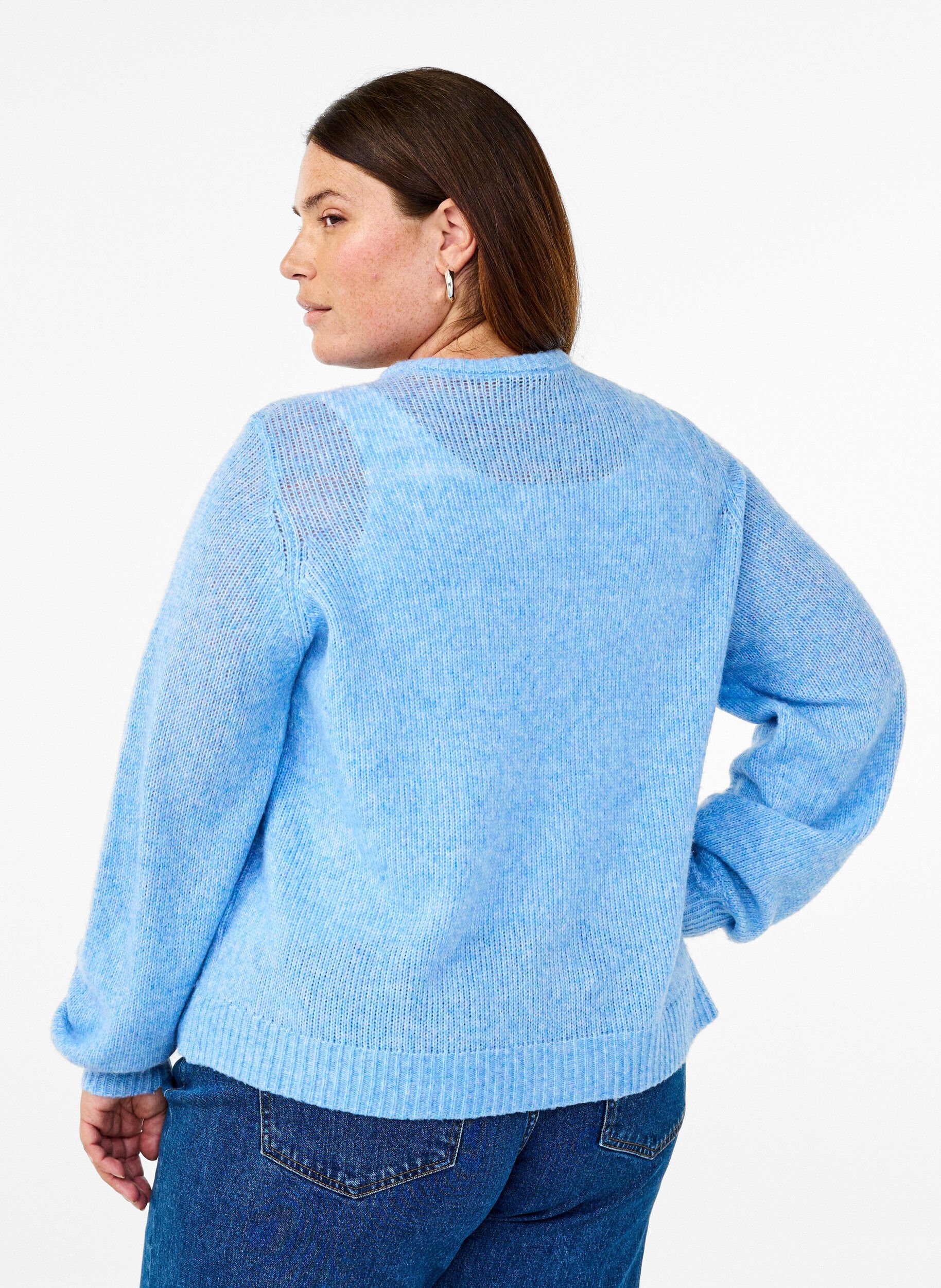 Strikcardigan med uld og knapper
