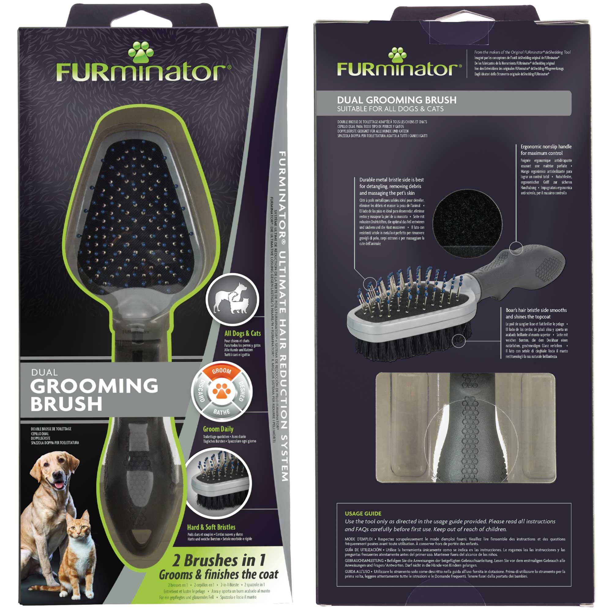 Furminator® Doppelbürste - 2 in 1 Fell- und Hautpflegebürste