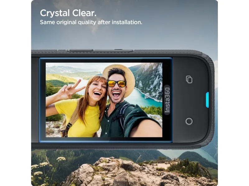Spigen Glas.tR SLIM, Sort, Transparent, Insta 360 X4, Klar skærmbeskytter, 9H, Ridseresistent, Hængende boks