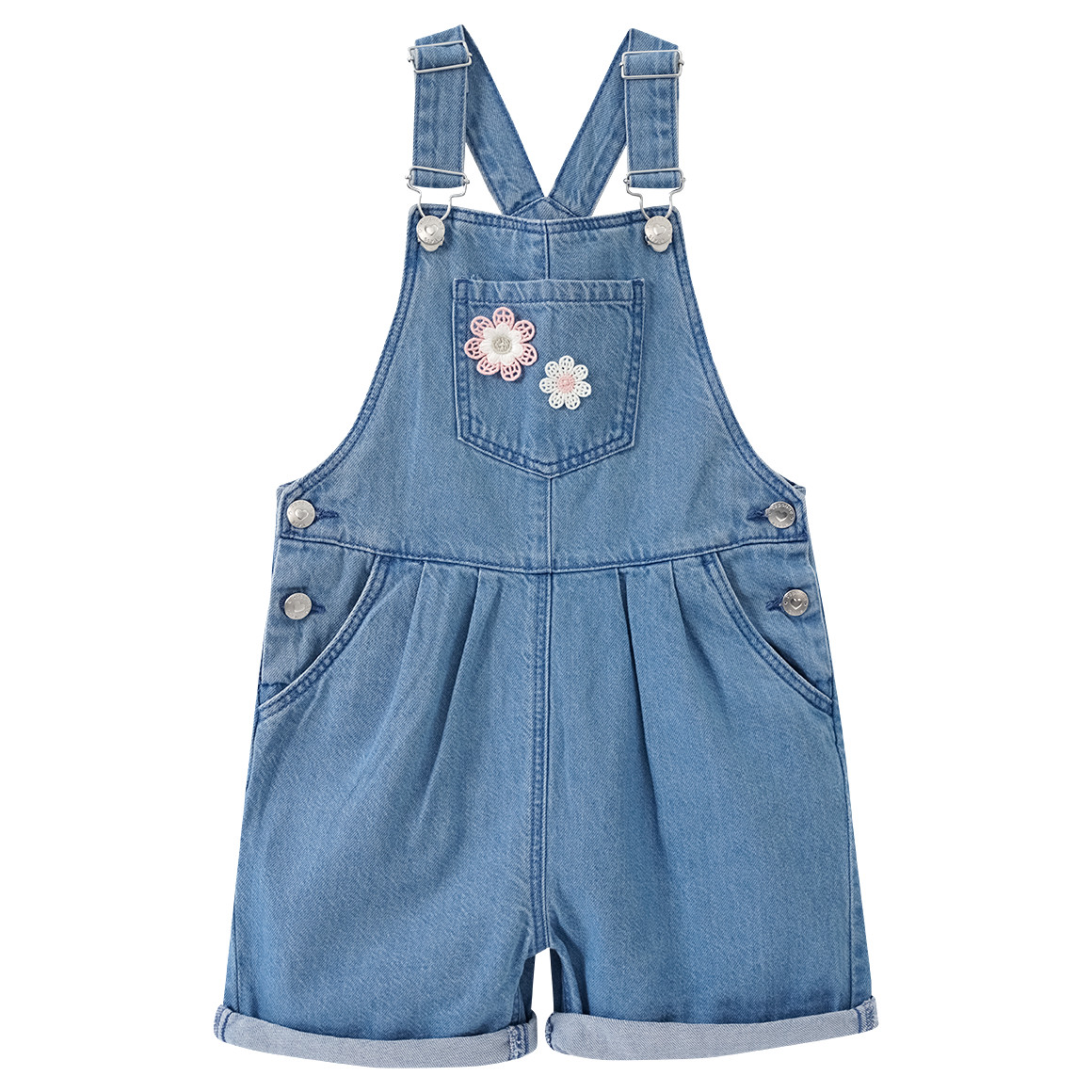 Topolino Mädchen Latzshorts mit Blümchen-Stickerei blau