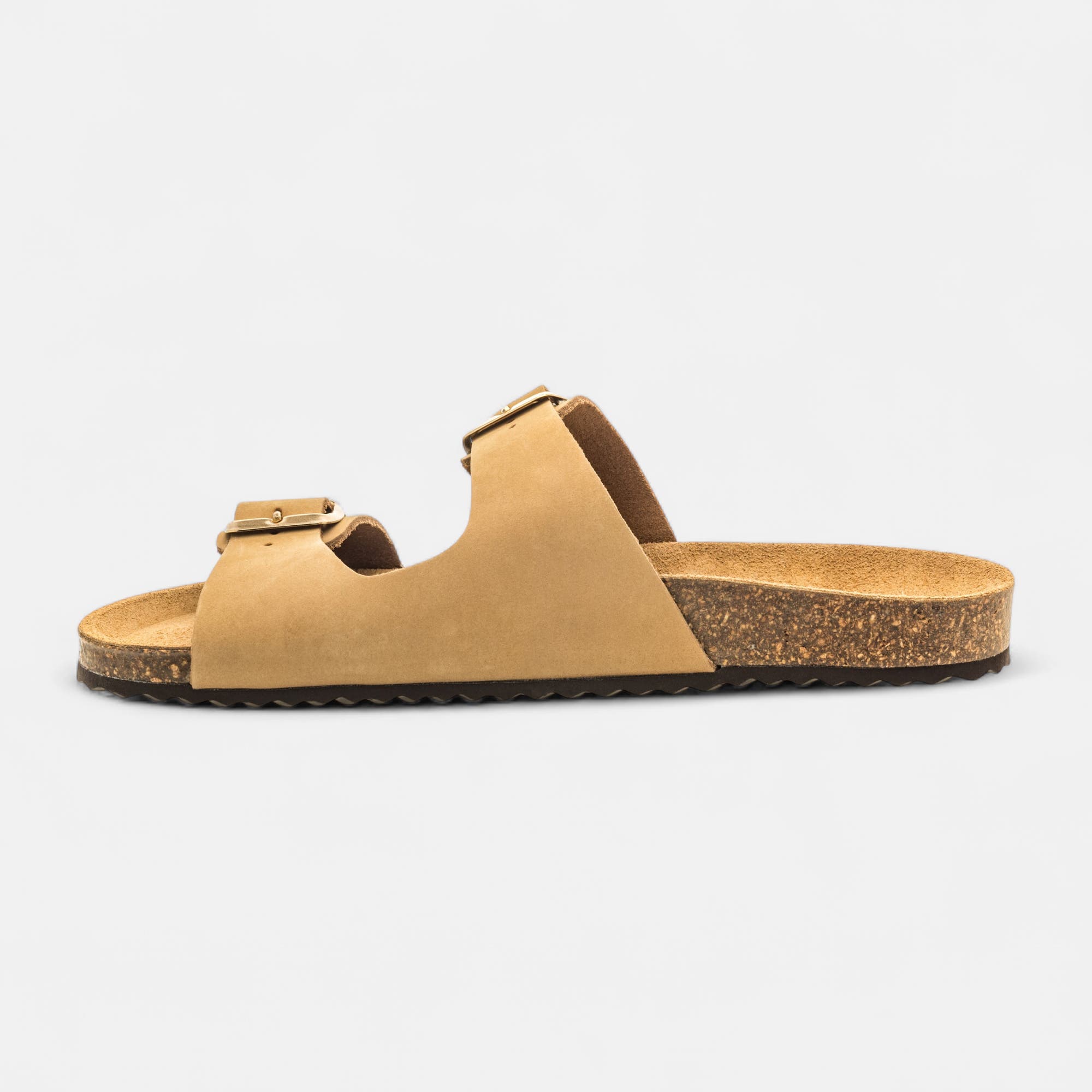 Mules semelle liège Femme en cuir taupe