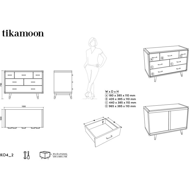 Commode en teck massif Kort