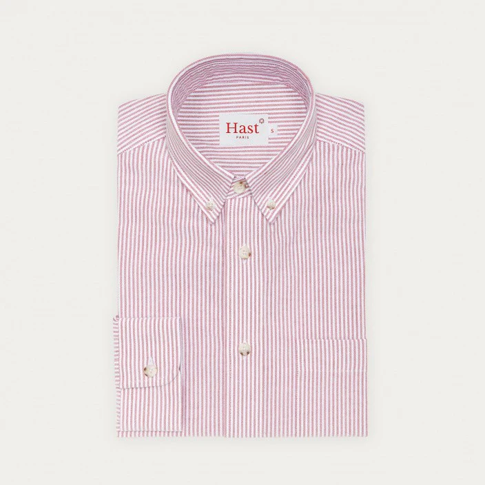 Burgundy striped oxford shirt