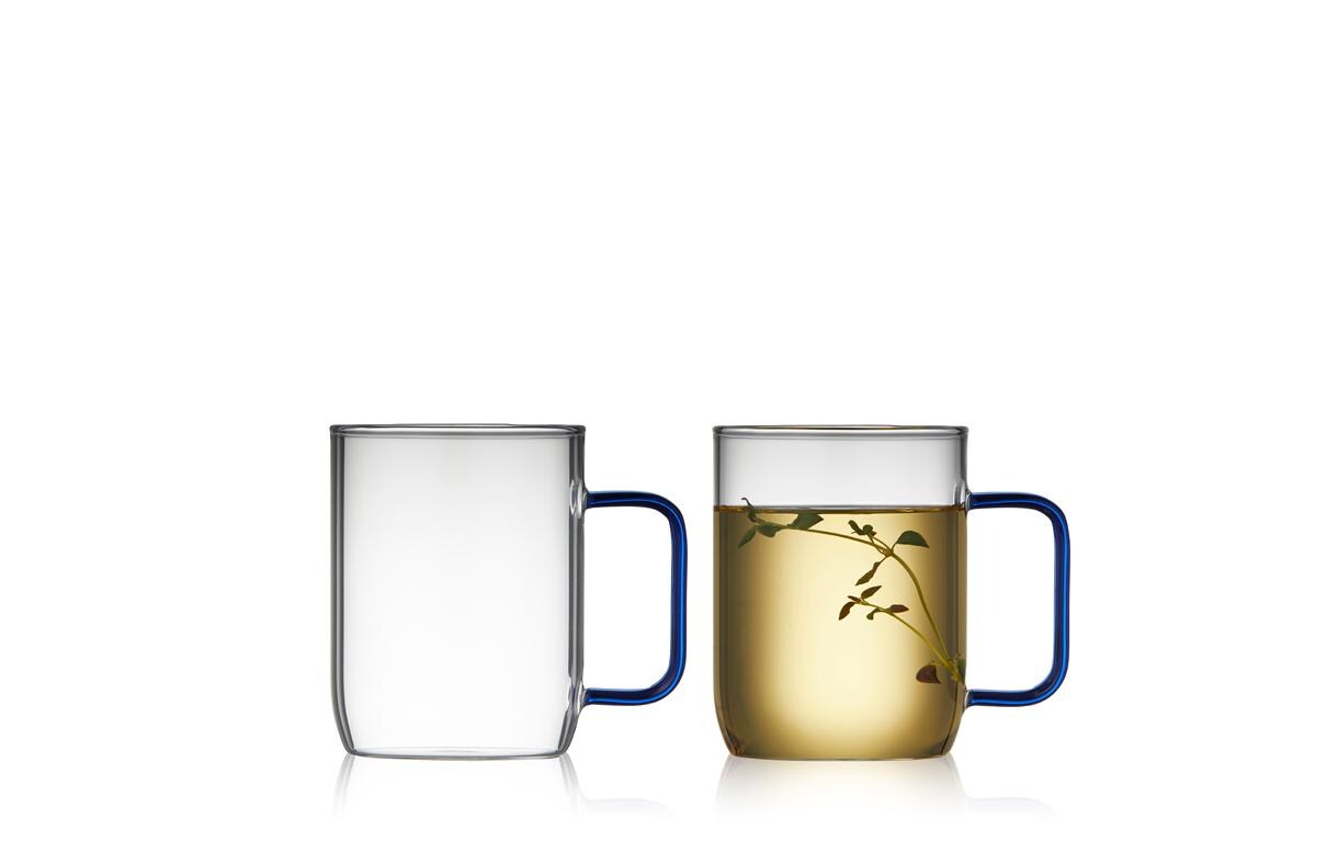 Universaltasse Torino Blau, 2 Stück, 40 clGlasbecher mit Henkeln