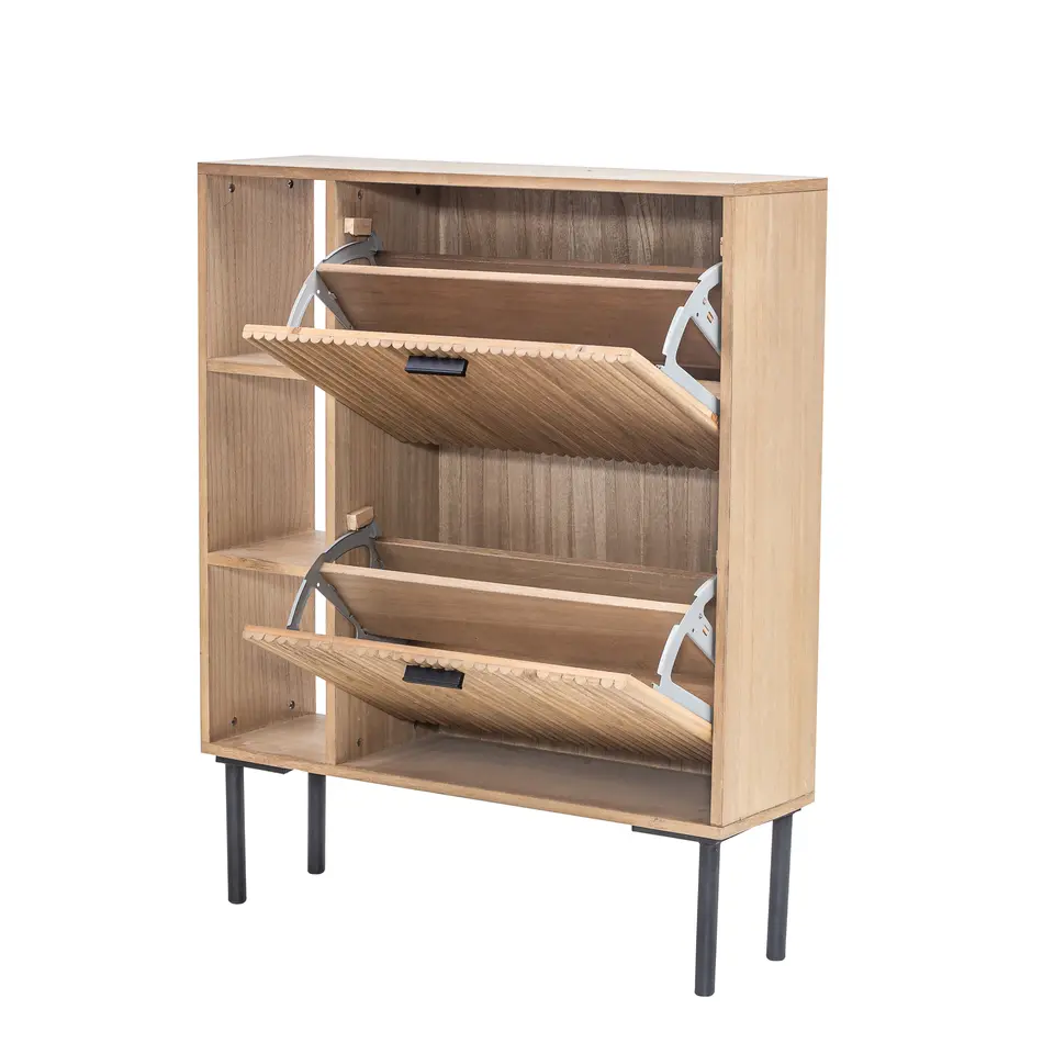 Schoenenkast met 2 laden van hout en metaal
