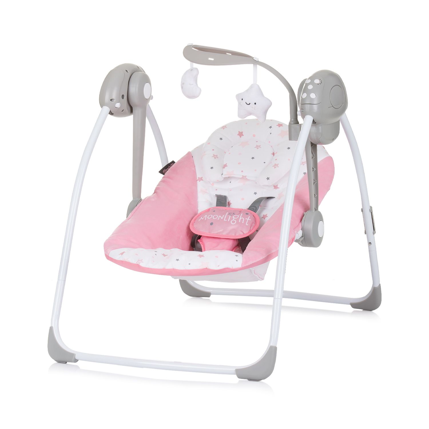 Chipolino Babywippe elektrisch Moonlight Musikfunktion, Fernbedienung, klappbar rosa