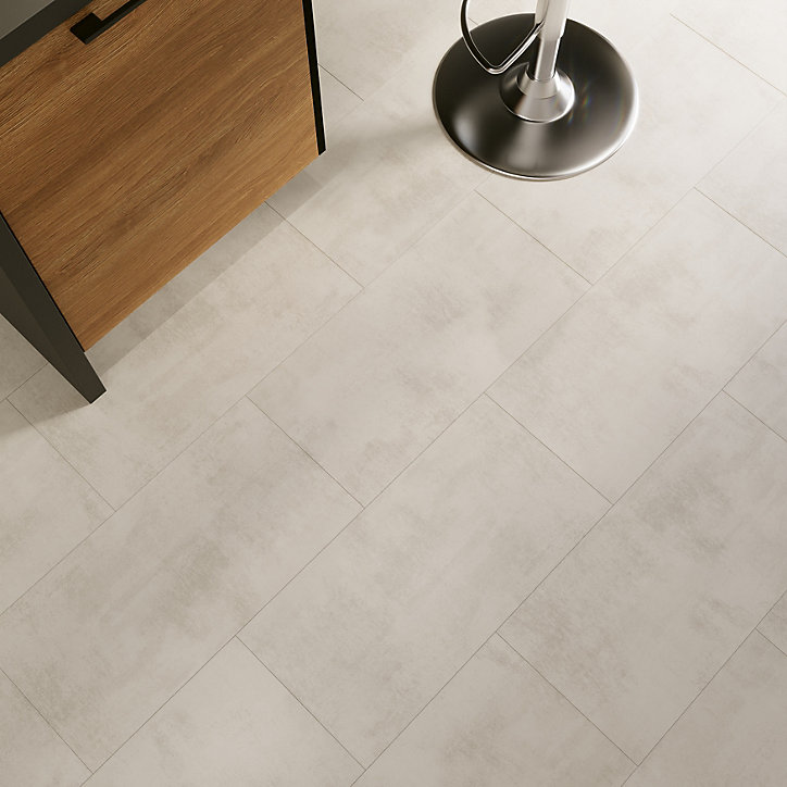Sol stratifié clipsable Konkrete aspect béton gris 8 mm compatible pièces humides