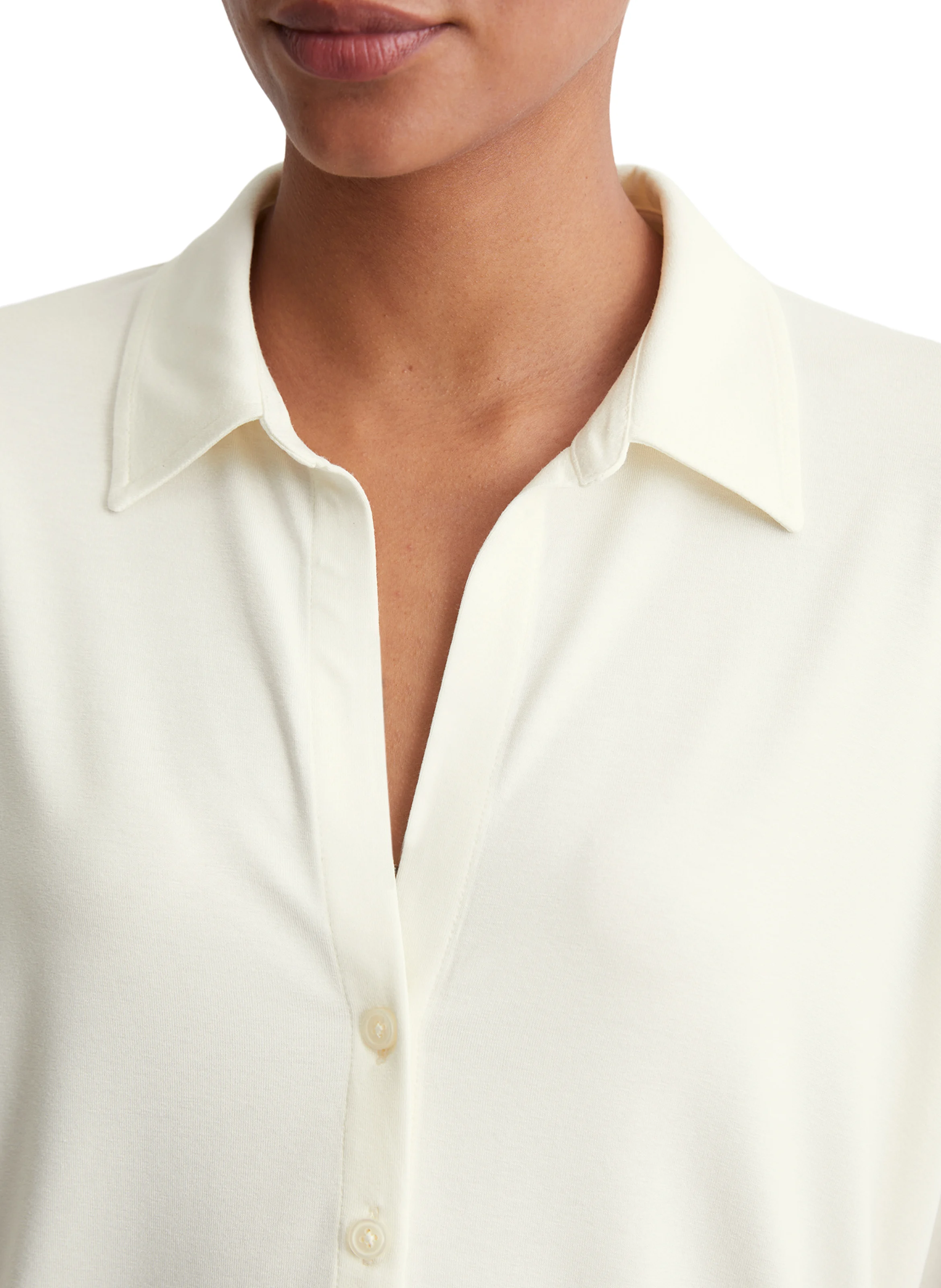 Chemise droite col V | Blanc