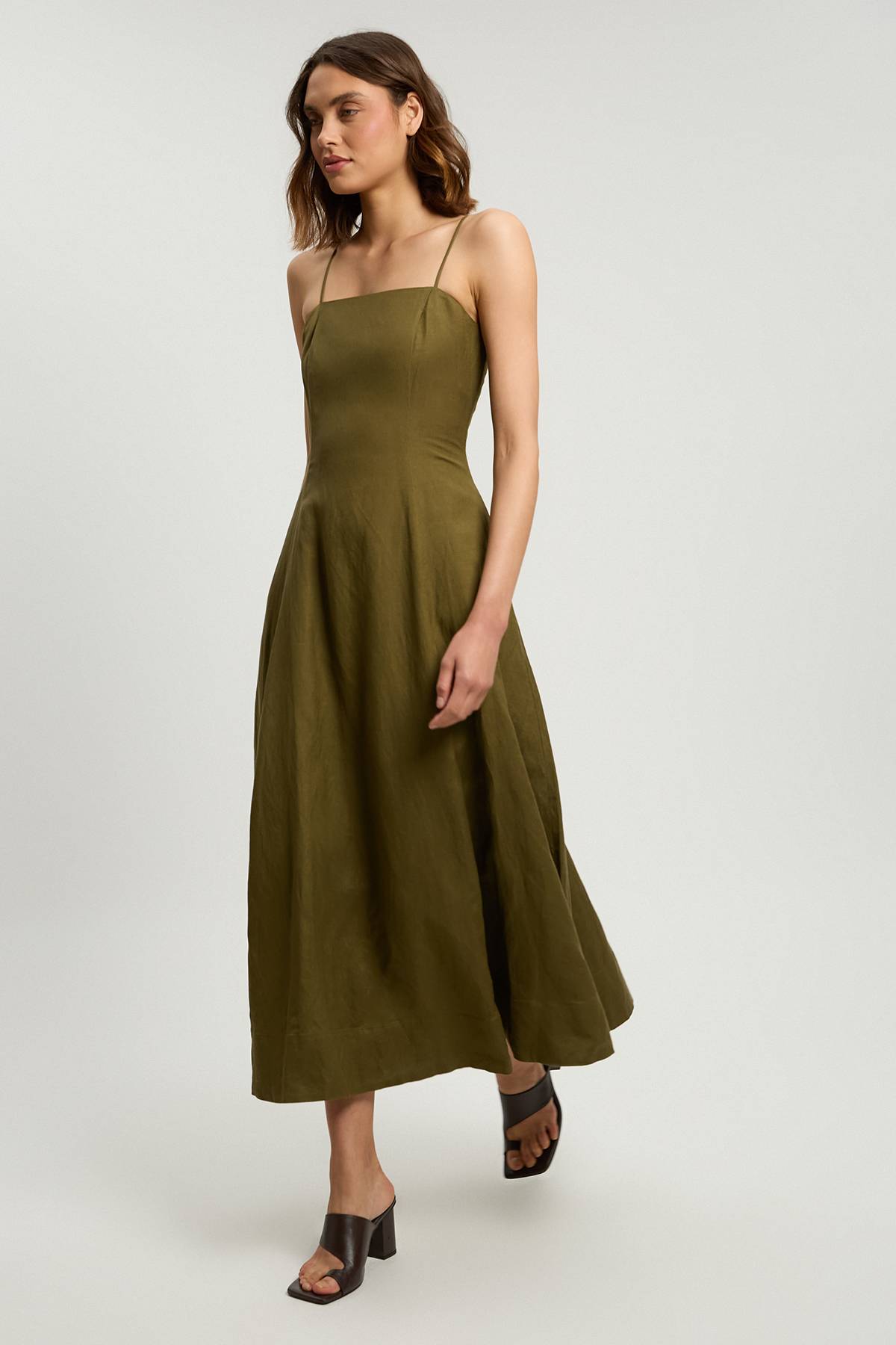 KarenMillen Petite Linen Woven Maxi Prom Dress