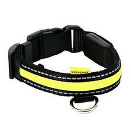 Coleira de nylon com LED para cães, verde