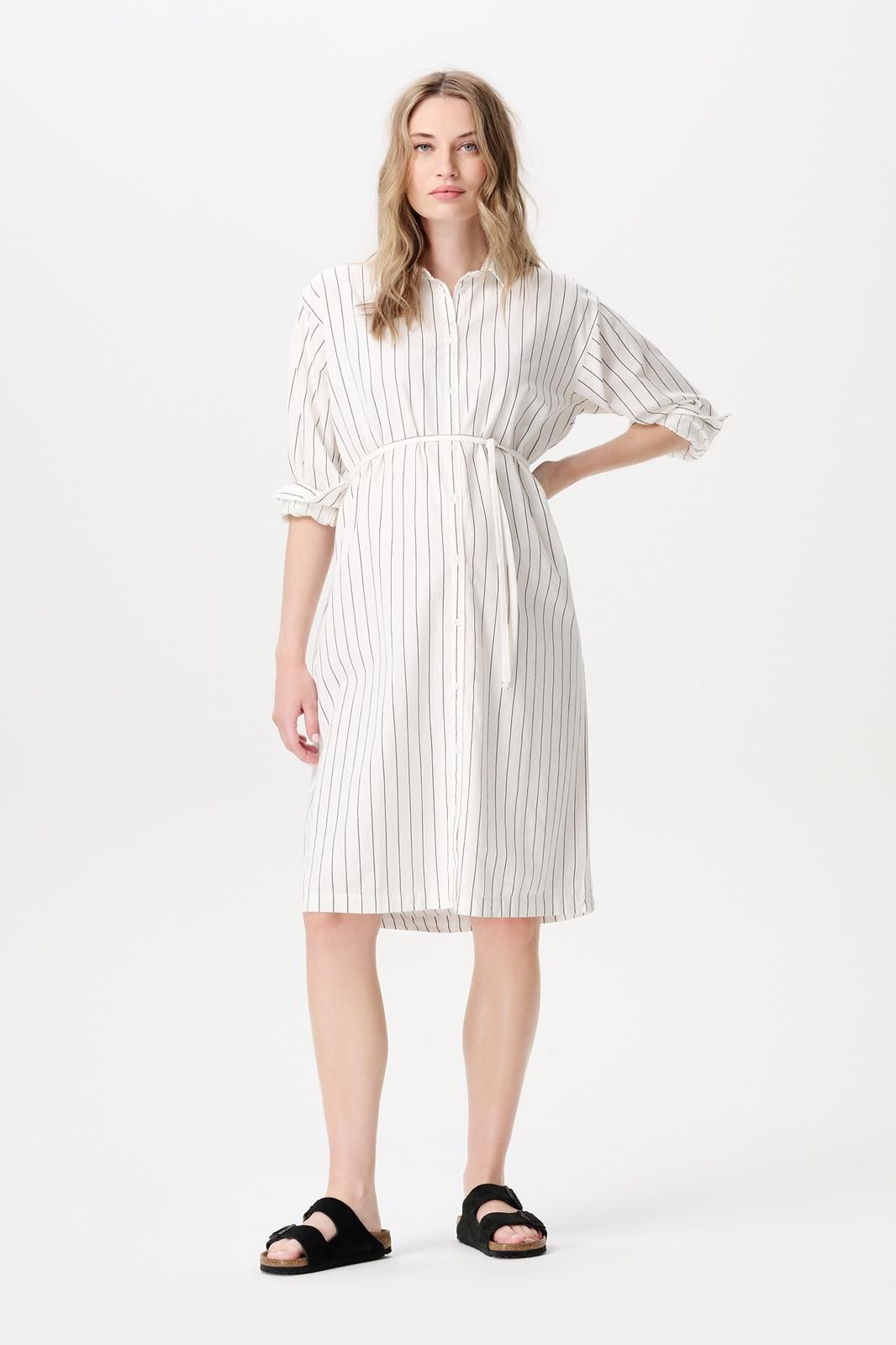 Noppies Maternity Jurk met voedingsfunctie Diego - Cream Thin Stripe