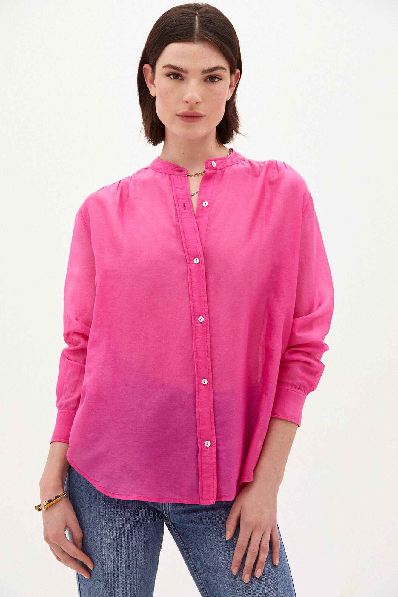 Blusa Emma Flowy com seda - Rosa