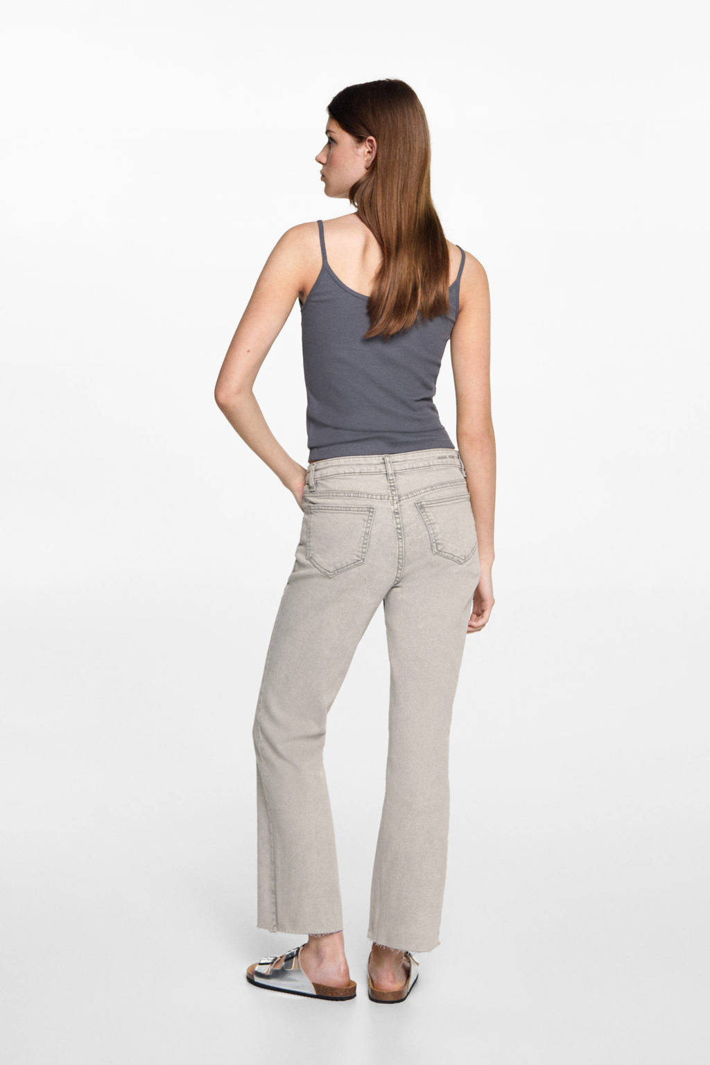 MANGO TEEN cropped flared jeans changeant grijs
