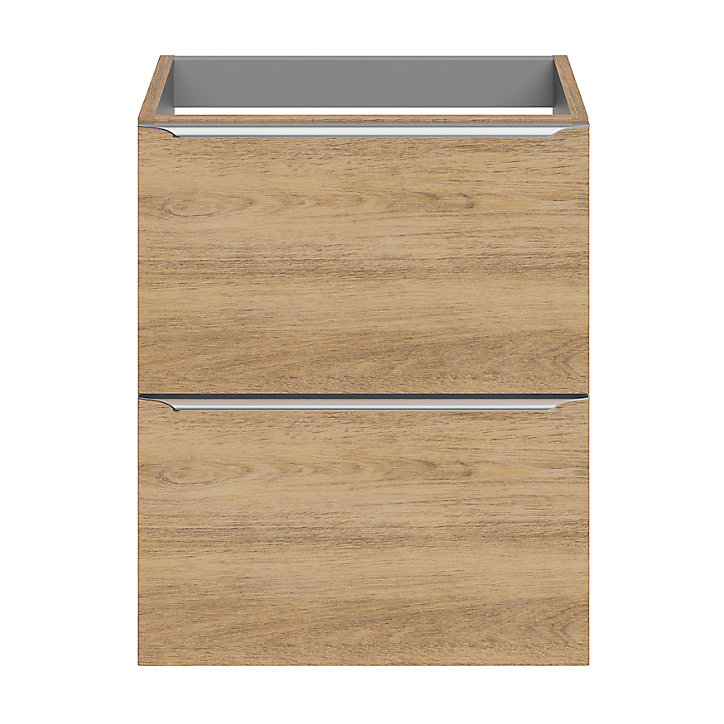 Meuble sous vasque faible profondeur à suspendre GoodHome Imandra décor chêne L. 50 x H. 60 x P. 36 cm
