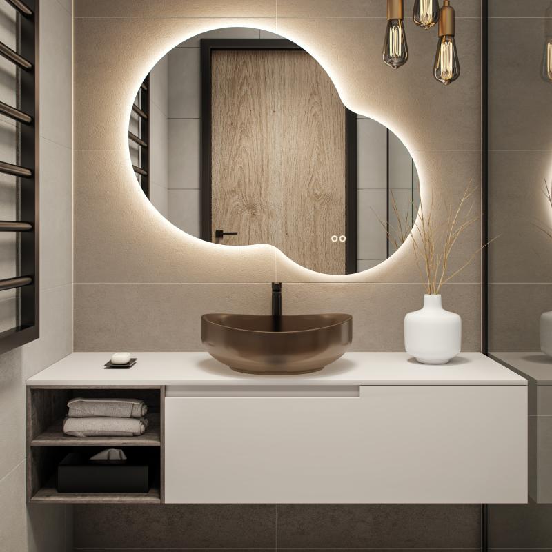 Hipp design 18000 organische spiegel 120x100cm met LED verlichting en spiegelverwarming