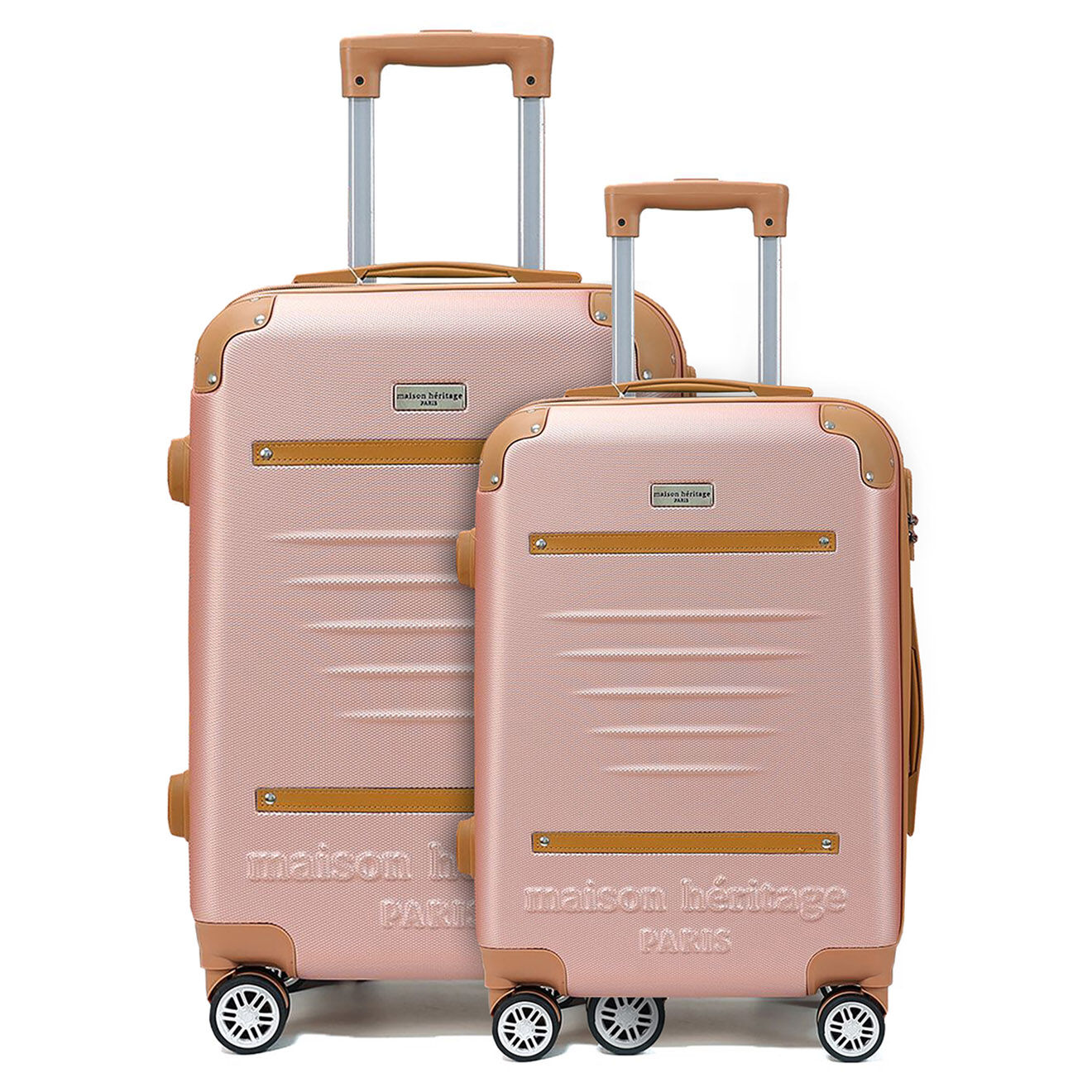 Maison Héritage 2 Valises 4 roues doubles Trocadéro 55/65 cm rose doré