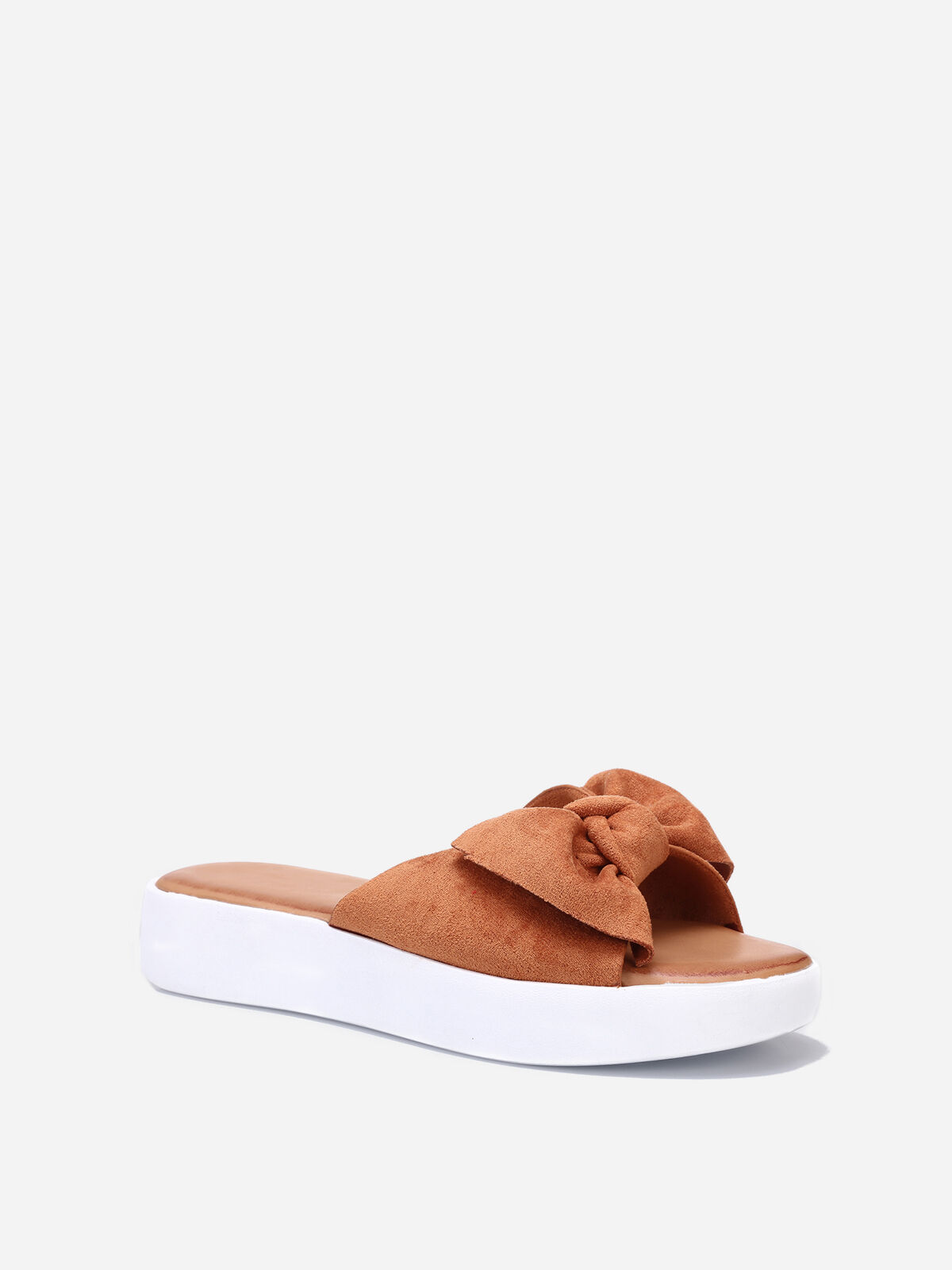 Mules avec noeud suédine et plateforme- Camel