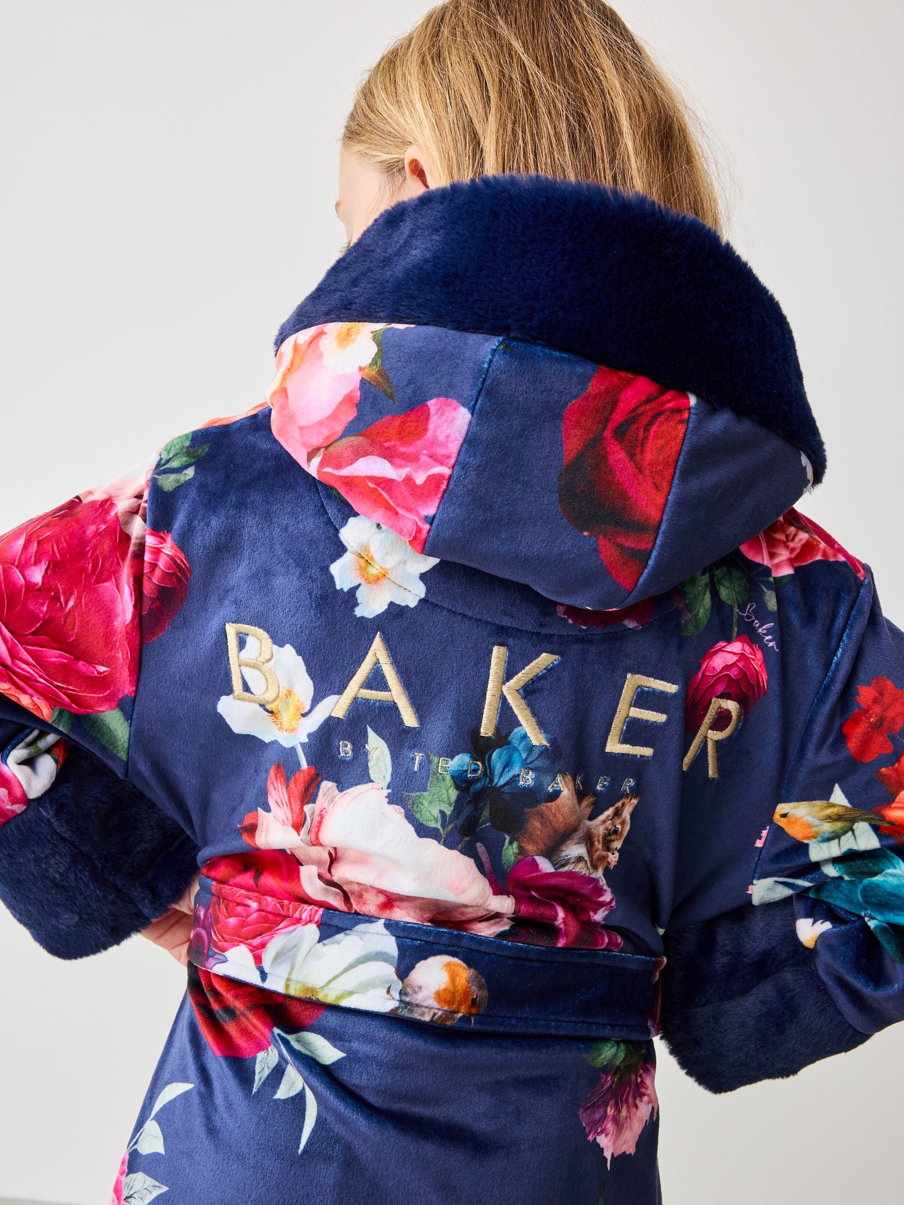 Marineblauw met bloemenprint - Baker By Ted Baker kamerjas
