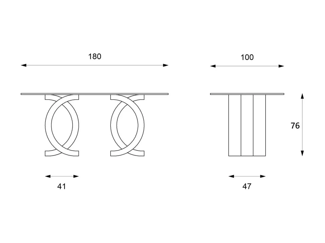 Olimpia Table fixe (180 x 100 Transparent) en verre trempé gris