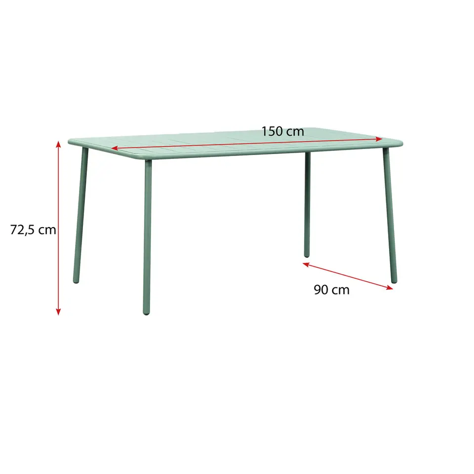 Tuintafel Vence - metaal lichtgroen - 72x150x90 cm