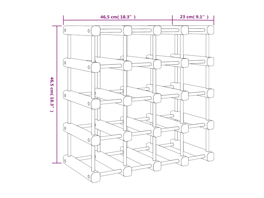 Casier à vin pour 20 bouteilles 46,5x23x46,5 pin massif