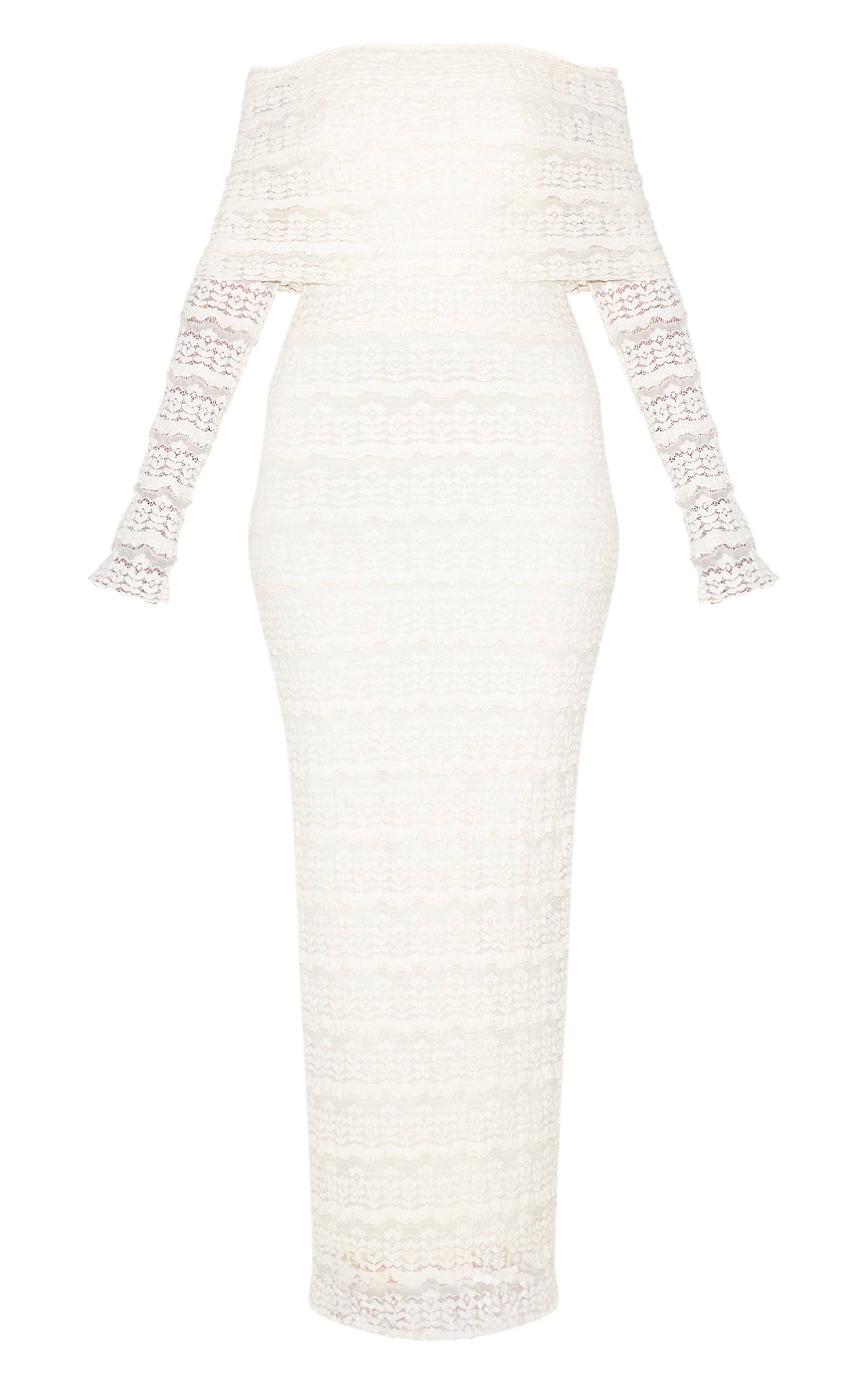 Blanc Robe Maxi Texturée À Col Bardot