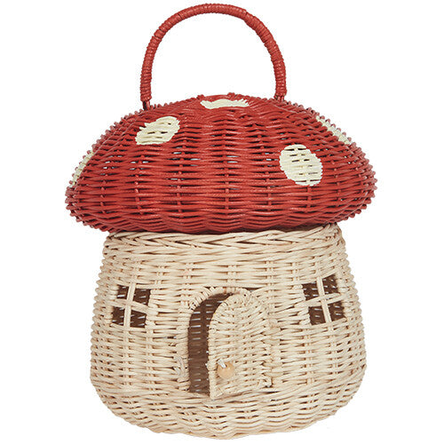 Olli ella opbergmand en poppenhuis paddenstoel - rood - 28 cm