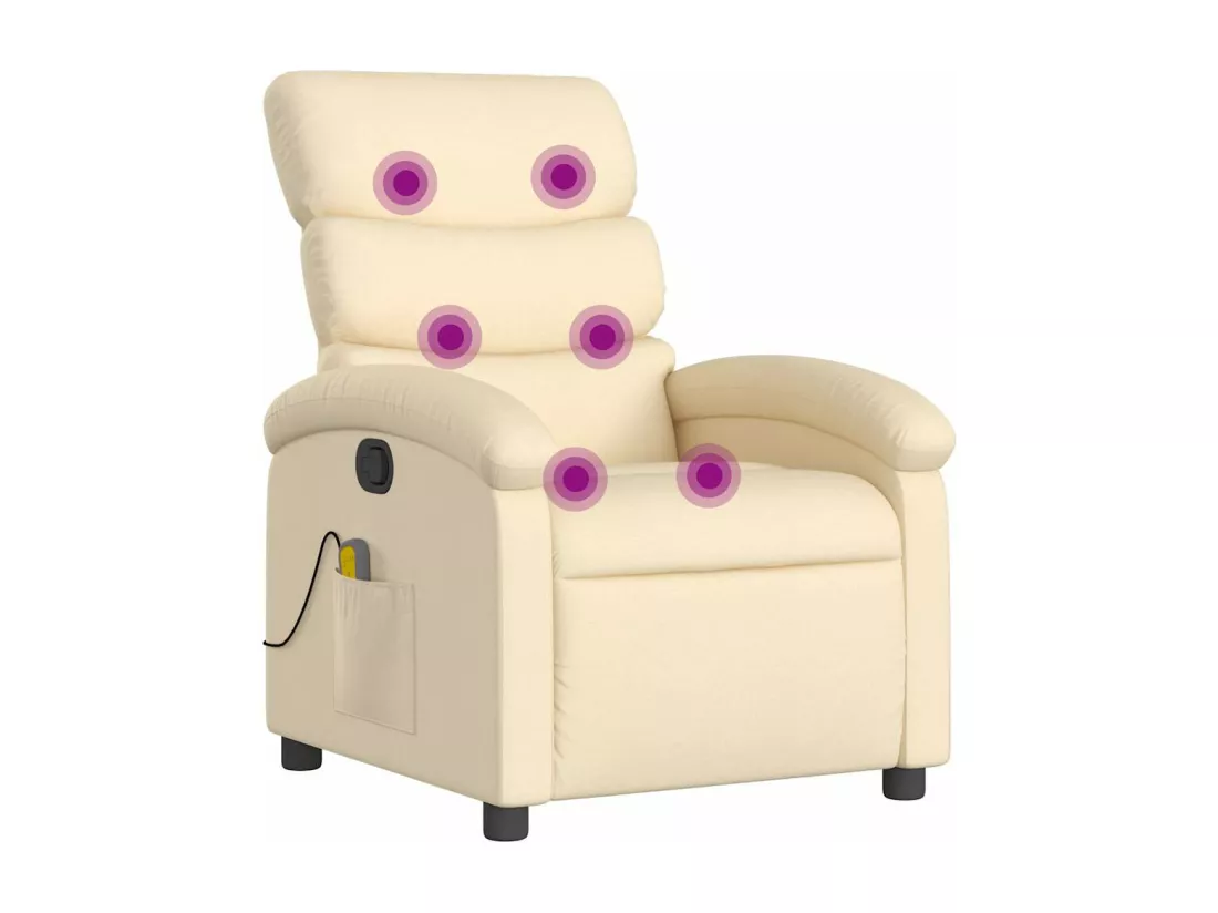 Fauteuil de massage inclinable Crème Tissu