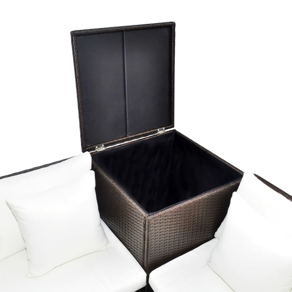 Salon de jardin meuble d'extérieur ensemble de mobilier 4 pièces avec coussins résine tressée marron