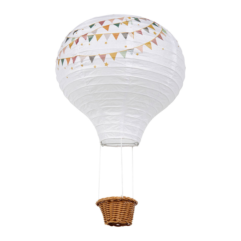 Suspension montgolfière avec motifs fanions 30x45x30cm
