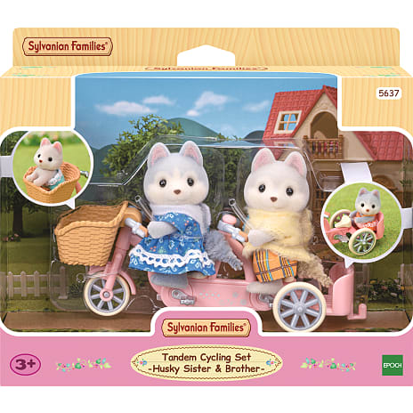 Sylvanian Families husky søskende tandemcykel legesæt