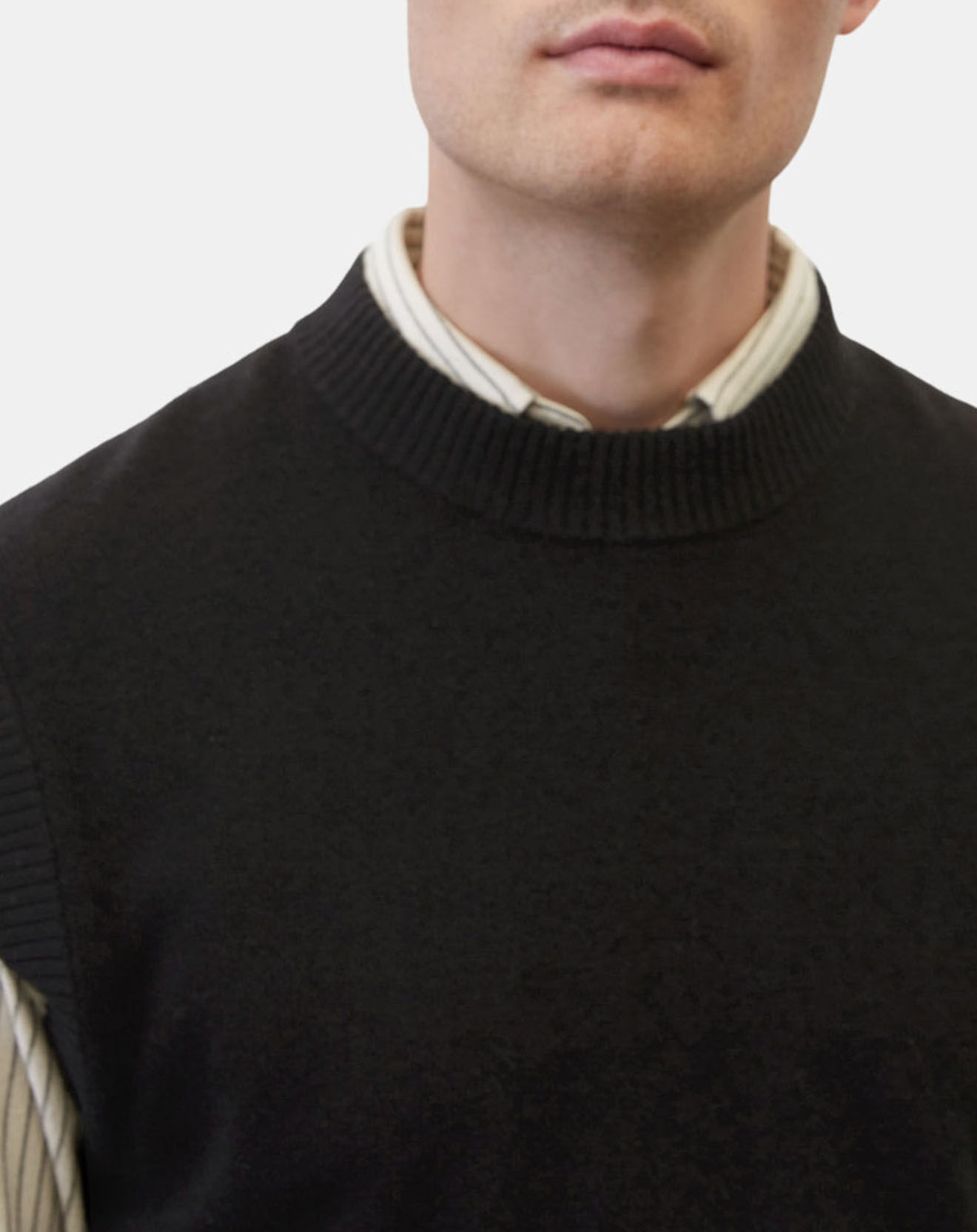 Marc O'Polo Pull sans manches en Laine & Coton noir