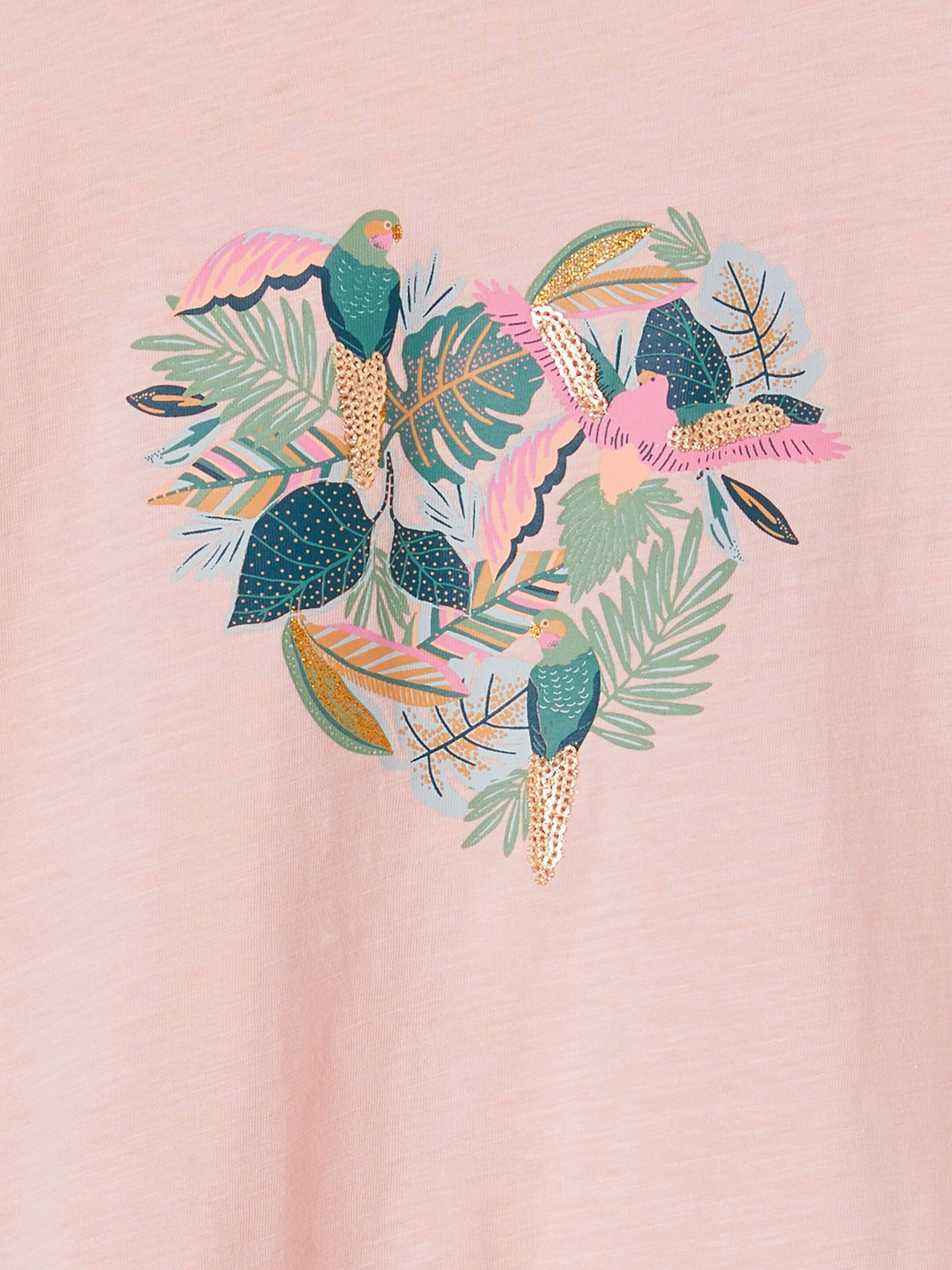 Vertbaudet Mädchen T-Shirt mit Pailletten-Print und Volants hellrosa