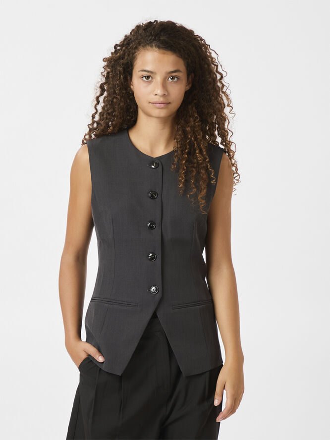 Neo Noir Fabia Structure Waistcoat Dark grey