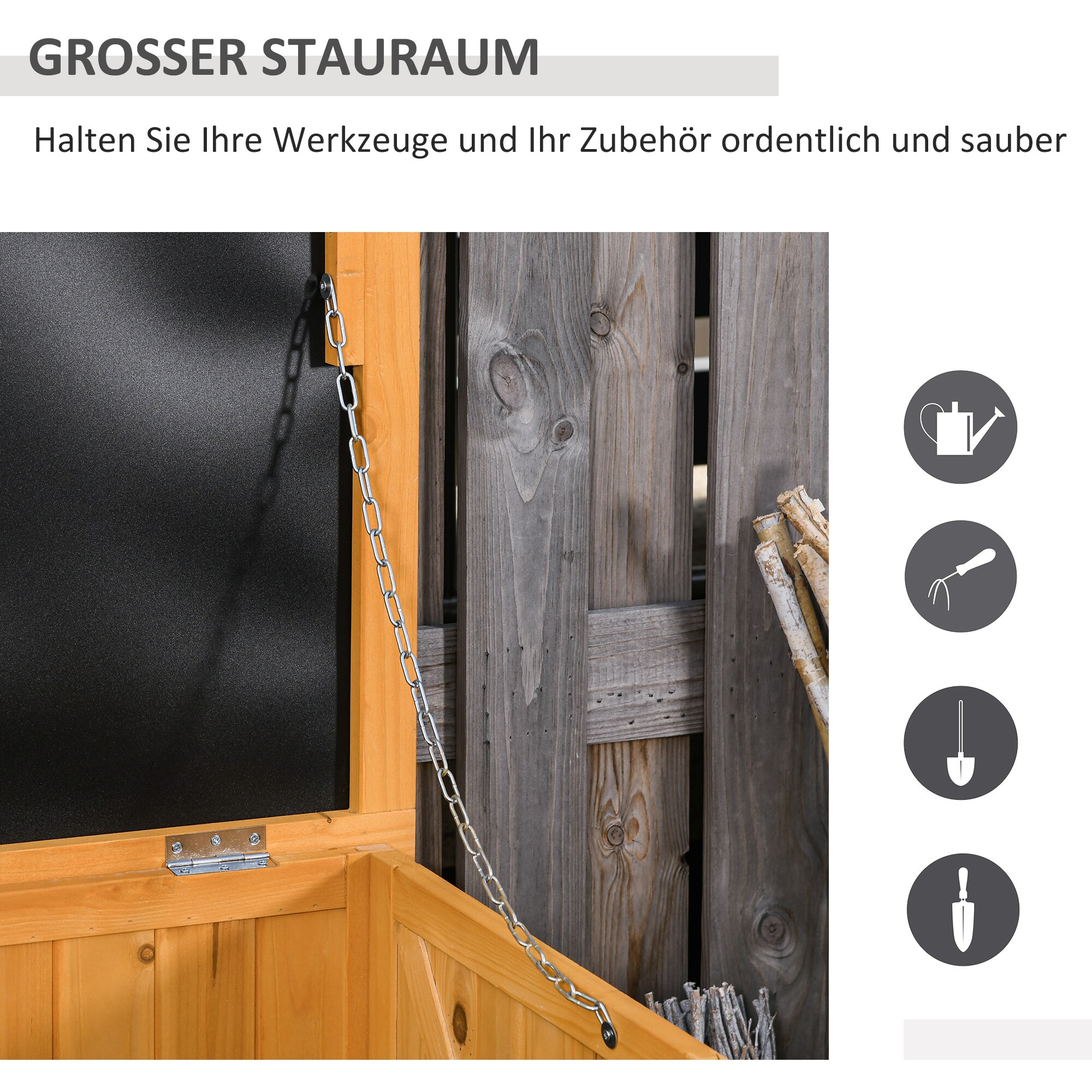 Outsunny Gartentruhe mit Stauraum 127 x 56 x 60 cm(LxBxH)