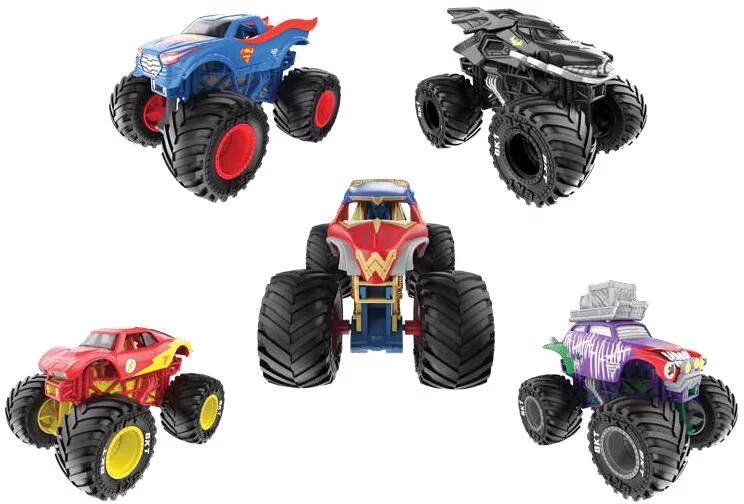 MONSTER JAM - DC™ JUSTICE LEAGUE™VS. THE JOKER™ PACK 5 VEHICULES DIE CAST 1.64